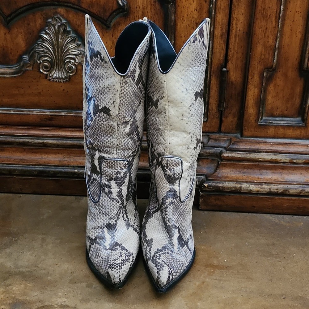G Series Snake Skin Heeled Boots 8